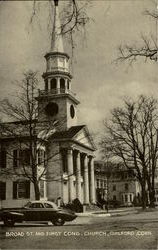 Broad St.and first Cong. Church Guilford, CT Postcard Postcard