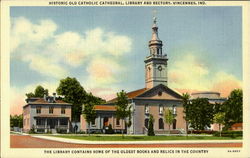 History Old Catholic Church, Library And Rectory Vincennes, IN Postcard Postcard