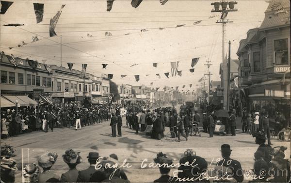 Lined Streets for the Eagle Carnival in 1910 Fruitvale California