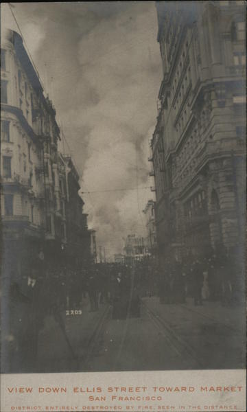 View Down Ellis Street Toward Market San Francisco California