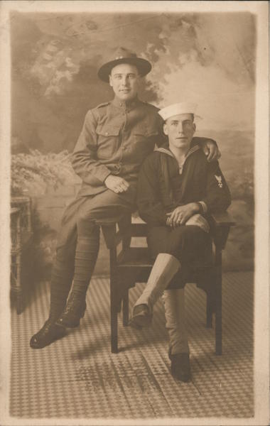 Studio Portrait of two young military men