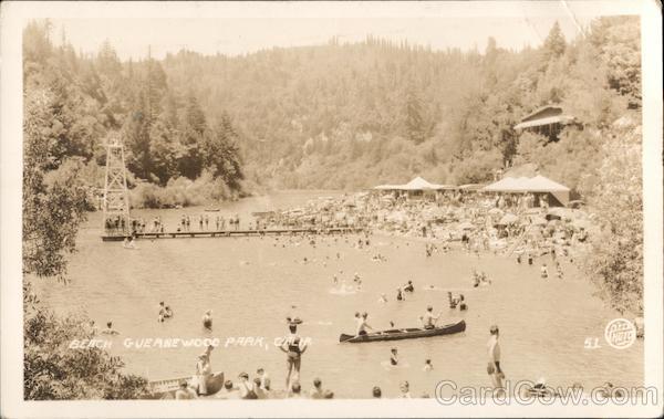 Bathers and Boaters at Beach, Guernwood Park Guerneville California