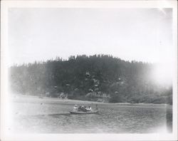 People in row boat on large lake, houses on mountainside Monte Rio, CA Original Photograph Original Photograph Original Photograph