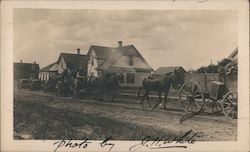 Horse Drawn Carriages on a Dirt Road Postcard
