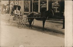 Horse and Carriage on Street, Pastime Theater Postcard