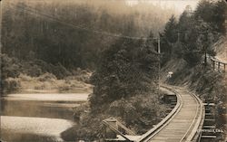 Train Tracks By a River Postcard