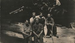 1913 People Sitting on Fallen Tree Original Photograph