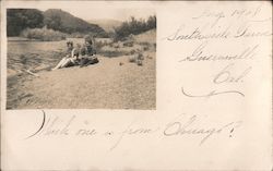 Two Women on South Side Farm Beach Postcard