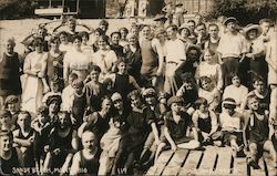 Large Group Assembled for Photo at Sandy Beach Postcard