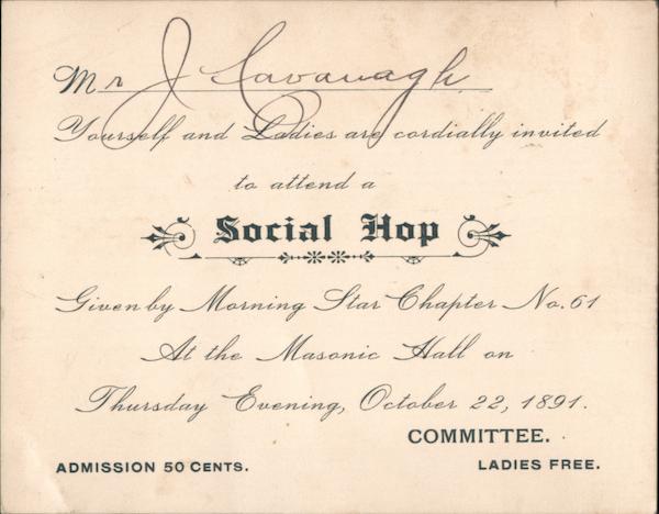 Social Hop given by Morning Star Chapter No. 61 Petaluma California