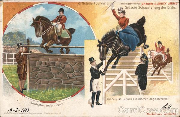 Barnum and Bailey limited. Jumping Pony, obstacle race on Irish hunting horses.