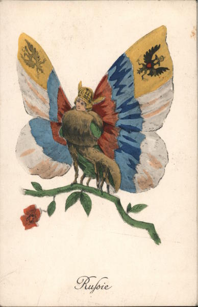 Rujoie. Fairy girl with Russian flag wings. Fantasy