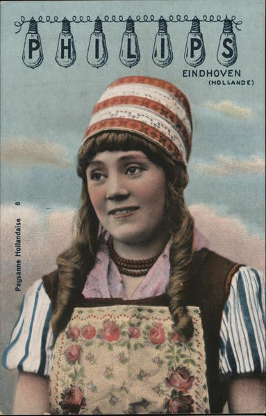 Philips light bulbs. Dutch peasant woman with apron.