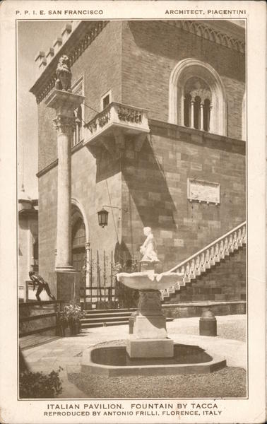 Italian Pavilion, Fountain by Tacca 1915 Panama-Pacific Exposition