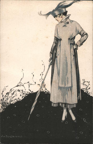 Woman with an Umbrella Artist Signed