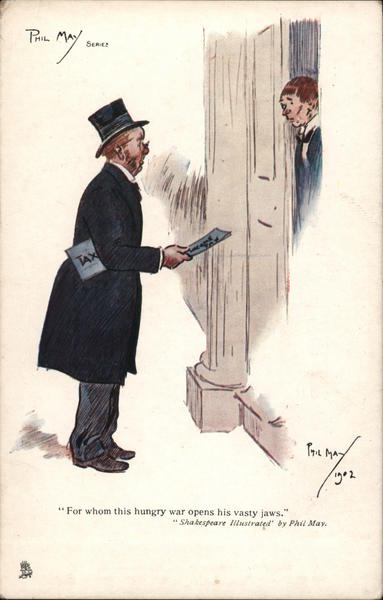 Phil May: For Whom This Hungry War Opens His Vasty Jaws (1902)