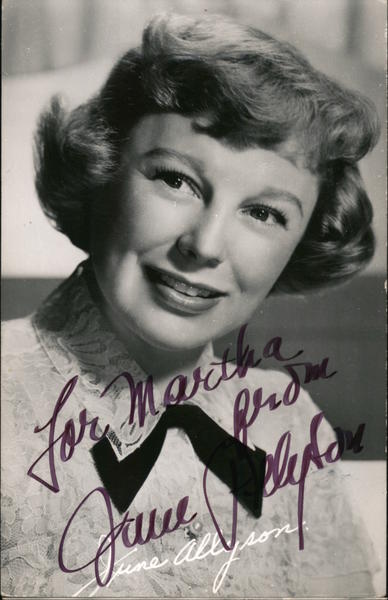 June Allyson - Autograph to Martha Actresses