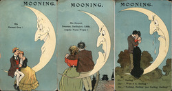 Setof 3: Couples on Moon, "Mooning" Postcard