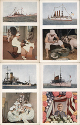 Set of 4: Battleship Scenes Great White Fleet Postcard Postcard Postcard