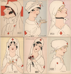Set of 6: French Red Cross Nurses Postcard