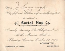 Social Hop given by Morning Star Chapter No. 61 Ephemera