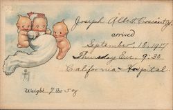 1917 Birth announcement card with Kewpies Postcard