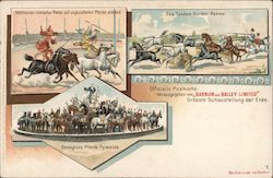 Barnum and Bailey limited. Tandem horses, moving horses pyramid, racing standing on unsaddled horses Postcard