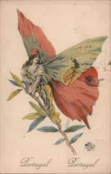 Portugal Butterfly Woman Postcard