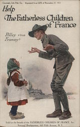 Help the Fatherless Children of France World War I Norman Rockwell Postcard Postcard Postcard