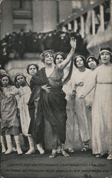 Liberty and Her Attendants, Suffragettes' Tableau Postcard