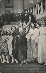Liberty and Her Attendants, Suffragettes' Tableau Women's Suffrage Postcard Postcard Postcard