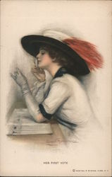 Her First Vote Women's Suffrage Clarence F. Underwood Postcard Postcard Postcard