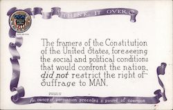 Woman suffragette. Framers of the Constitution. Postcard