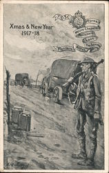 Xmas & New Year 1917-18: 7 DSC, Ypres, Neuve Chapelle, Festubert, Loos, The Somme, Flanders, Arras Postcard