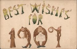 Best Wishes for 1901. Using cartoon people for letters and numbers. Year Dates Postcard Postcard Postcard