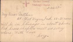 Red Cross Canteen Service Pittsburgh Chapter 1919 Postcard