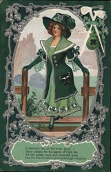 St. Patrick's Day, All the Irish Give Three Cheers For the Banner of Erin's Isle, For Her Golden Harp and Shamrock Green Postcar Postcard