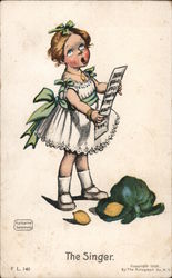 The Singer Young girl holding sheet music and singing Postcard