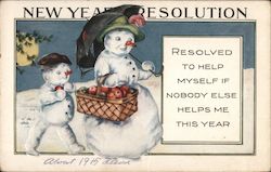 New Year Resolution - Snowmen Postcard