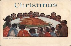 Christmas Children Around a Turkey Postcard