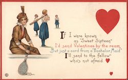 Bachelor Maid Valentines Card Women Postcard Postcard Postcard