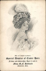 You are invited to attend a special display of Easter hats. Miss M. E. Hubbard Postcard