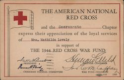 Red Cross Appreciation Post Card 1944 Red Cross War Fund Postcard