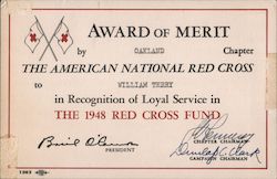 Award of Merit By Oakland Chapter The American National Red Cross Postcard