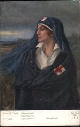 Red Cross nurse wearing cape portrait Postcard Postcard Postcard