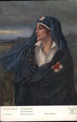 Red Cross nurse wearing cape portrait Postcard