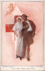 All's Well That Ends Well Red Cross Harrison Fisher Postcard Postcard Postcard