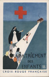 Red Cross Croix-Rouge Francaise. Rapatriement of des enfants. Postcard