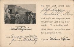 Red Cross Clubmobile serving soldiers. Postcard