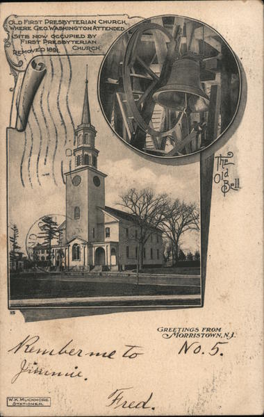 Old First Presbyterian Church Where Geo. Washington Attended Morristown New Jersey